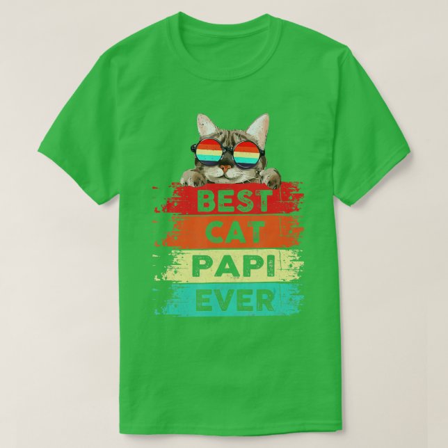 T-shirt Mens Meilleur Chat Papi Jamais Drôle Chat Papi Vin (Design devant)