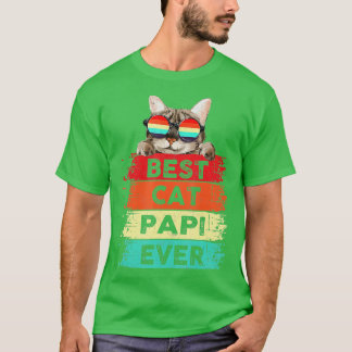 T-shirt Mens Meilleur Chat Papi Jamais Drôle Chat Papi Vin
