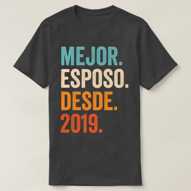 T-shirt Mens Mejor Esposo Desde 2019 3ème mariage annivers (Design devant)