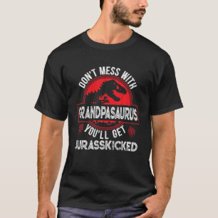 T-shirt Mens Men Distressed Grandpasaurus Dinosaur T Rex F