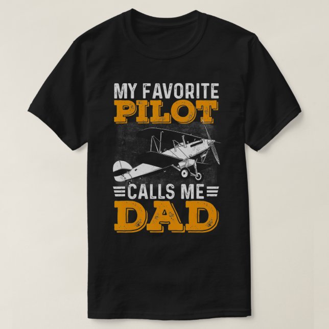 T-shirt Mens Mens Mon Pilote Préféré M'Appelle Papa Funny  (Design devant)