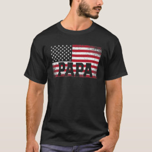 T-shirt Mens Mens Papa American Flag Fête des pères 4th Of