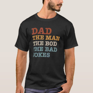T-shirt Mens Mens Papa The Man The Bod The Bad Plaisanteri