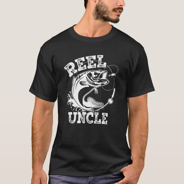 T-shirt Mens Mens Reel Cool Uncle Pêche Lunettes de soleil (Devant)