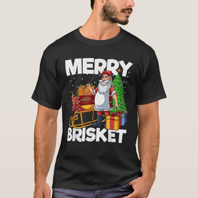 T-shirt Mens Merry Brisket Christmas in July Santa BBQ Smo (Devant)