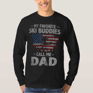 T-shirt Mens Mes Épouses De Ski Préférées Appelez-Moi Papa