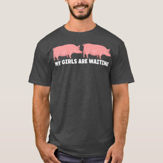 T-shirt Mens Mes filles attendent Pigs Premium