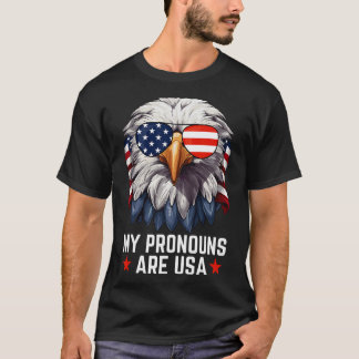 T-shirt Mens Mes Pronounes Sont Usa Funny Eagle 4 juillet 