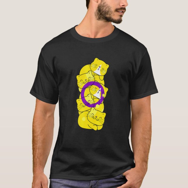 T-shirt Mens mignon LGB Intersex Flag Pride Cat LGB mignon (Devant)