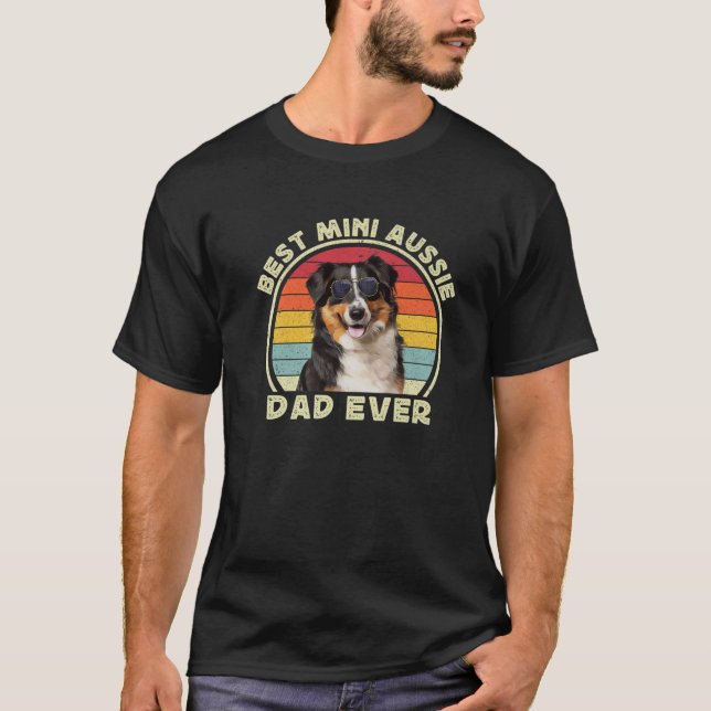 T-shirt Mens Mini Miniature Aussie Papa Australien Berger (Devant)