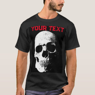 T-shirt Mens Moderne Noir Rouge Halloween Crâne Horreur Te