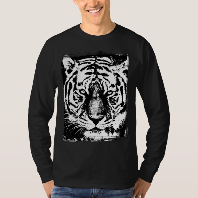 T-shirt Mens Moderne Tigre à manches longues tendance visa (Devant)