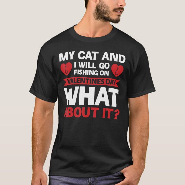 T-shirt Mens Mon Chat Et Moi Pêchons Saint-Valentin (Devant)