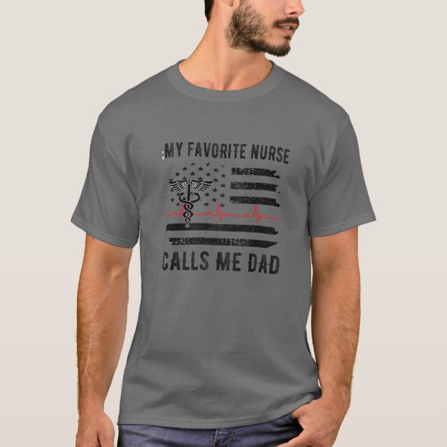 T-shirt Mens Mon Infirmière Favorite M'Appelle Papa Père I (Devant)
