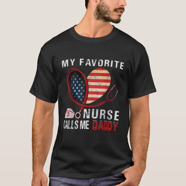 T-shirt Mens Mon infirmière préférée m'appelle Fête des pè (Devant)