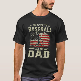 T-shirt Mens Mon Joueur De Baseball Préféré M'Appelle Papa