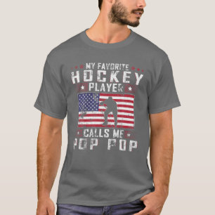 T-shirt Mens Mon Joueur De Hockey Favori M'Appelle Pop Pop