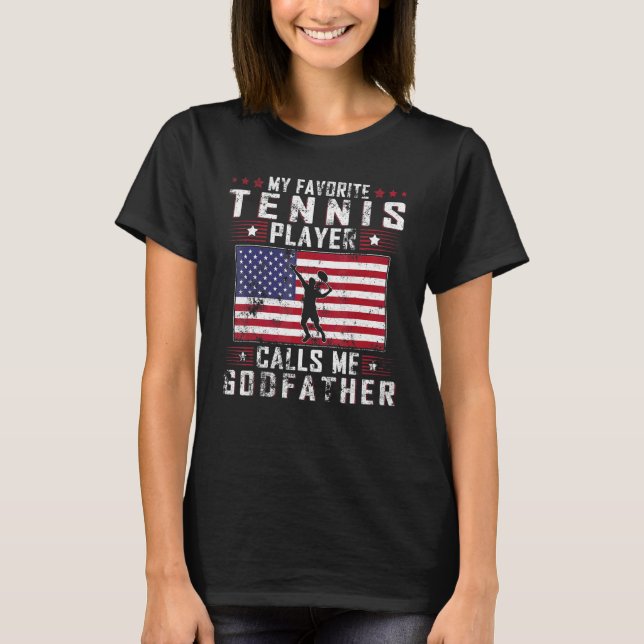 T-shirt Mens Mon Joueur De Tennis Favori M'Appelle Parrain (Devant)