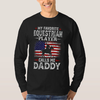 T-shirt Mens Mon Joueur Équestre Préféré M'Appelle Papa