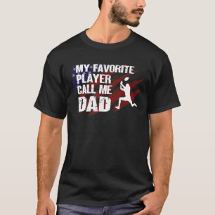 T-shirt Mens Mon Joueur Favori Appelez-Moi Papa Papa Améri