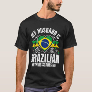 T-shirt Mens Mon Mari Est Brésilien Fierté Drapeau Héritag