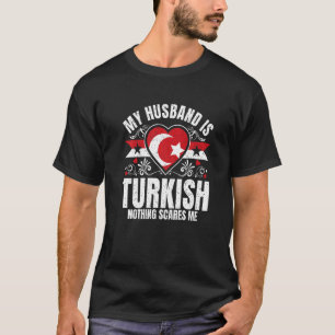 T-shirt Mens Mon Mari Est Turc Fierté Drapeau Héritage Roo