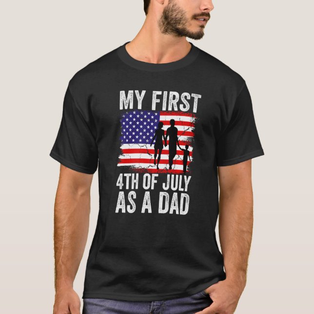 T-shirt Mens Mon premier 4 juillet en tant que papa Juille (Devant)