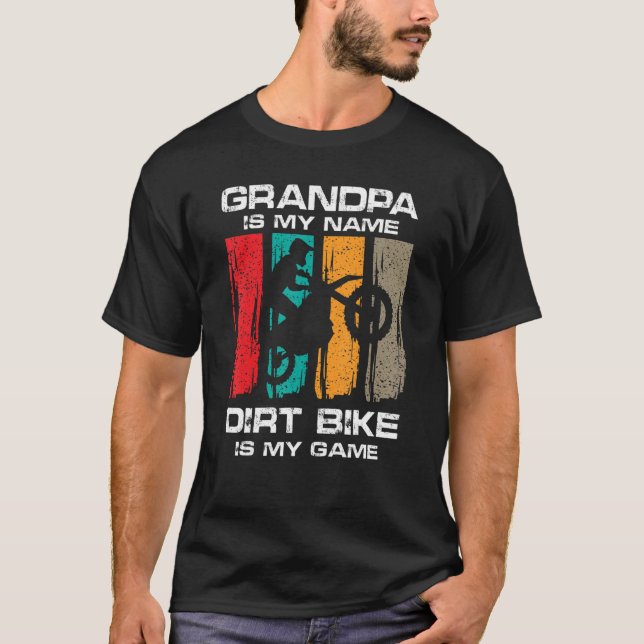 T-shirt Mens Motocross Grand-pa Est Mon Nom Vélo De Chemin (Devant)