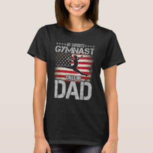 T-shirt Mens My Favori Gymnast m'appelle Papa Usa Flag Fat