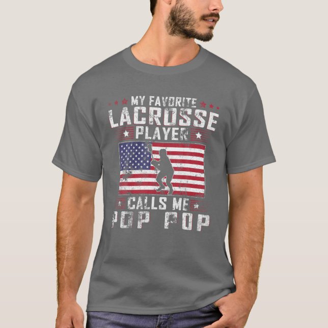T-shirt Mens My Favori Lacrosse Player Me Appelle Pop Pop (Devant)