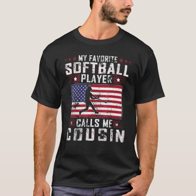 T-shirt Mens My Favori Softball Player Me Appelle Cousin F (Devant)