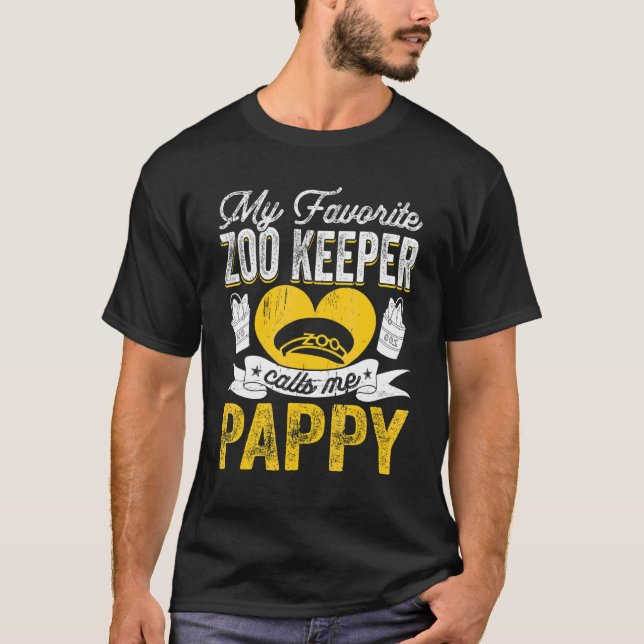 T-shirt Mens My Favori Zoo Keeper M'Appelle Animaux Pappy (Devant)