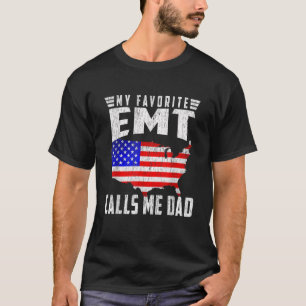 T-shirt Mens My Favorite EMT appelle moi Papa USA Flag Pèr