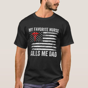 T-shirt Mens My Favorite Nurse M'Appelle Papa American Fla