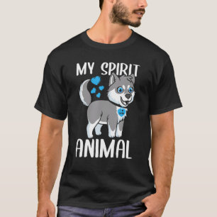 T-shirt Mens My Spirit Animal Husky Chien I Love Papa Hear