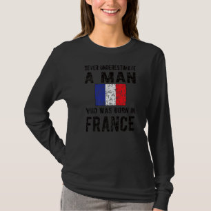 T-shirt Mens Nés En France Drapeau Français Racines