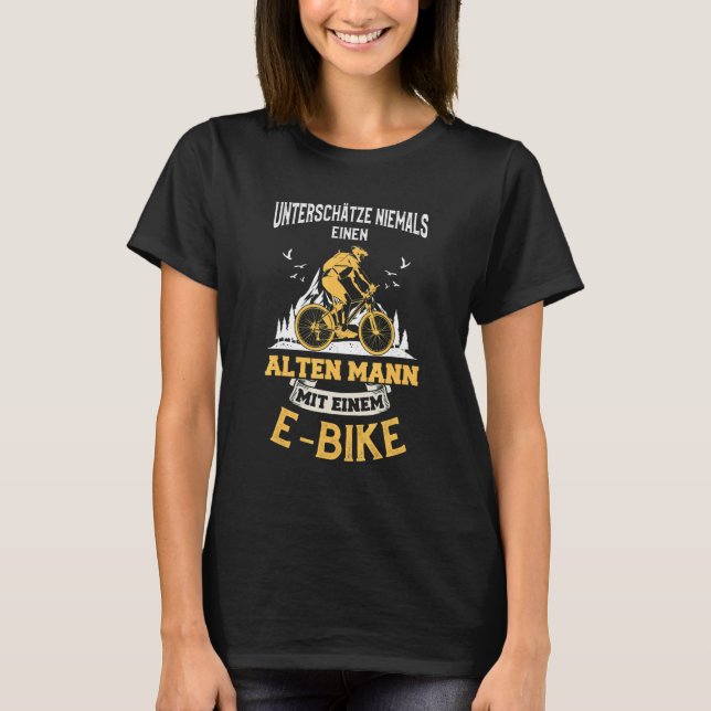 T-shirt Mens Never underestimate an old man with an e bike (Devant)