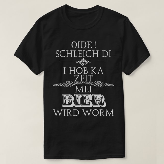 T-shirt Mens Oida Schleich di Mei Bier avec Worm Mens (Design devant)