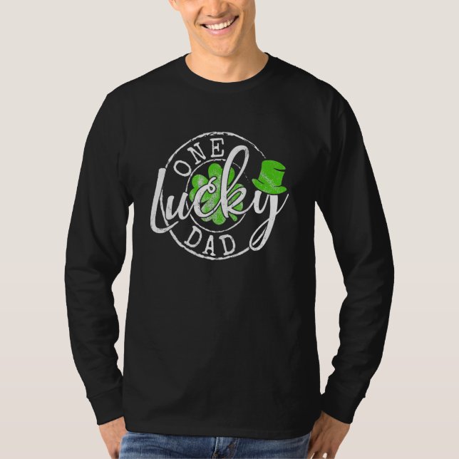 T-shirt Mens One Lucky Dad Funny Father Irish Clovers St P (Devant)