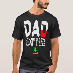 T-shirt Mens Papa De 2 Garçons 1 Fille Père Ou Grand-Père
