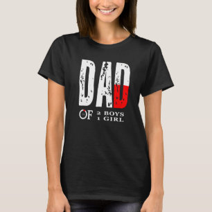 T-shirt Mens Papa De 2 Garçons 1 Fille Père Ou Grand-Père
