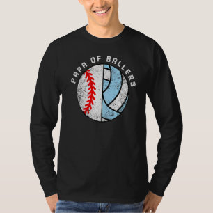 T-shirt Mens Papa Of Ballers Baseball Volleyball Papa