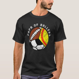 T-shirt Mens Papa Of Ballers Softball Football Football Fo