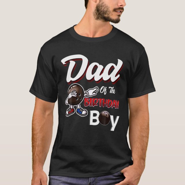 T-shirt Mens Papa Of The Birthday Boy Dabbing Bowling Ball (Devant)