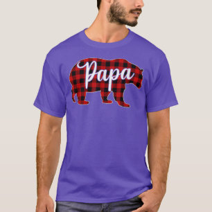 T-shirt Mens Papa Ours Chemise Noël Rouge Plaid Famille Ma