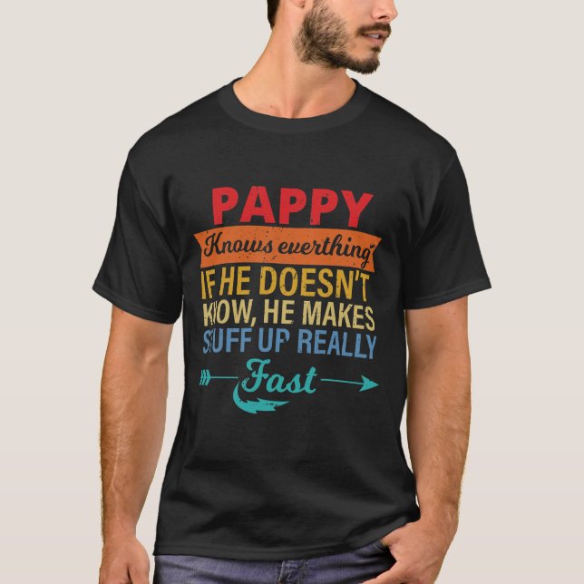 T-shirt Mens Pappy Connaît Tout Grand-Père fête des pères (Devant)