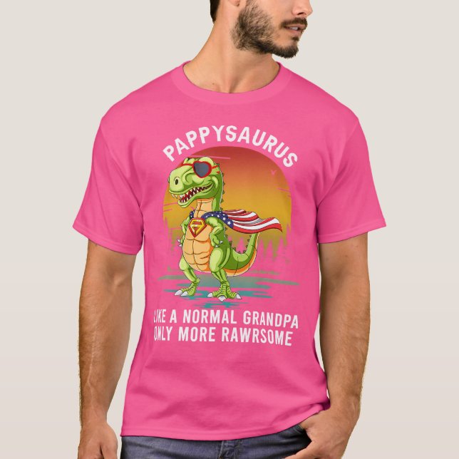 T-shirt Mens Pappysaurus Comme Un Grand-Père Normal Seulem (Devant)