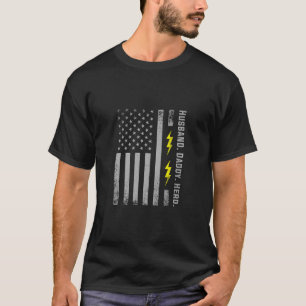 T-shirt Mens Patriotic Electrician Dad American Flag Fars