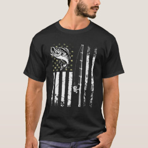 T-shirt Mens Patriotic Fishing Camouflage USA Drapeau Bass