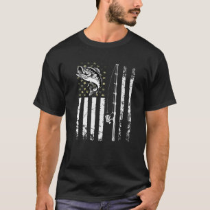 T-shirt Mens Patriotic Fishing Camouflage USA Drapeau Bass